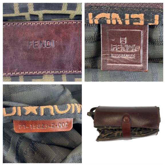 FENDI Zucca Tote Bag in Brown with Silver Hardware and Nylon Leather (71-1582... - Picture 3 of 10